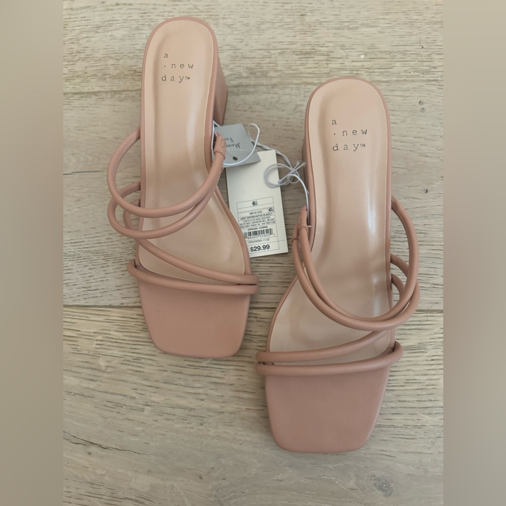 NWT | A New Day | Blakey Nude Chunky Heel Sandals | Sz 6.5